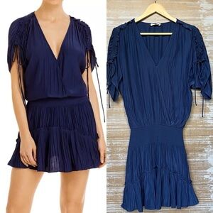 Ramy Brook Tilda Crossover Mini Dress Navy Preppy Classic Cocktail Womens XS